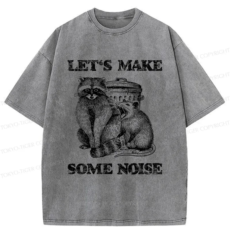 Kyoto-Lion Noisy Raccoons And Possums Washed T-Shirt