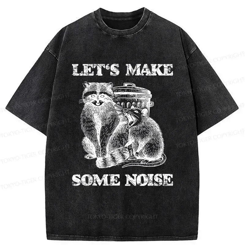 Kyoto-Lion Noisy Raccoons And Possums Washed T-Shirt