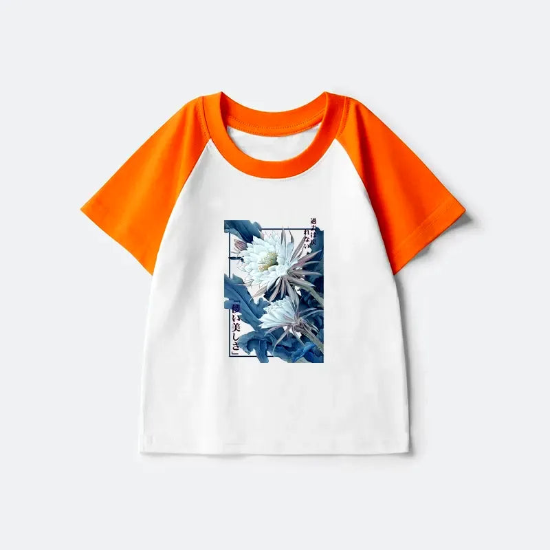 Kyoto-Lion Vintage Epiphyllum-Short-lived beauty Poster Kids Raglan T-shirt
