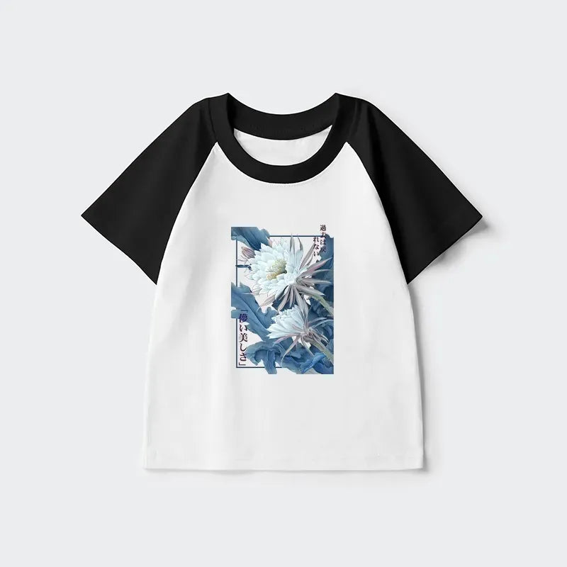 Kyoto-Lion Vintage Epiphyllum-Short-lived beauty Poster Kids Raglan T-shirt