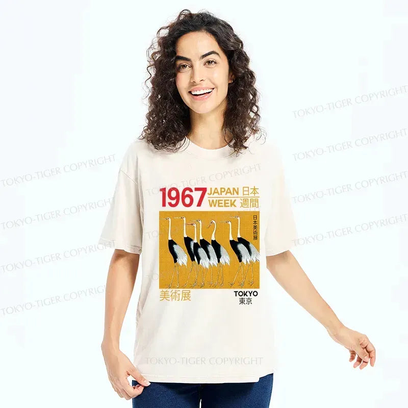 vintage Japanese crane t-shirt for men