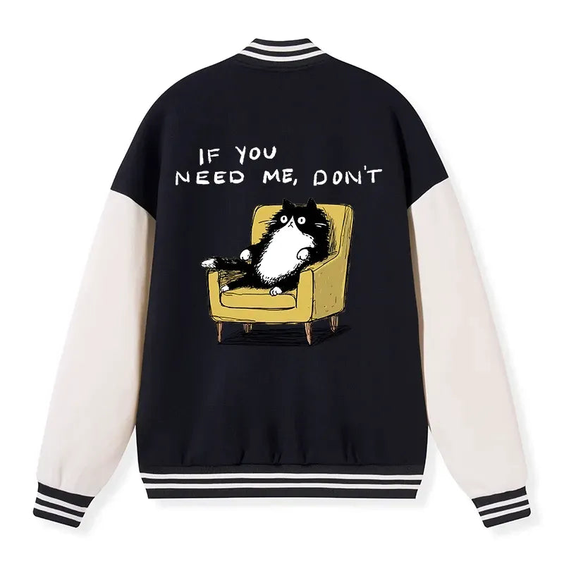 Japanese Cat Embroidery Varsity Jacket