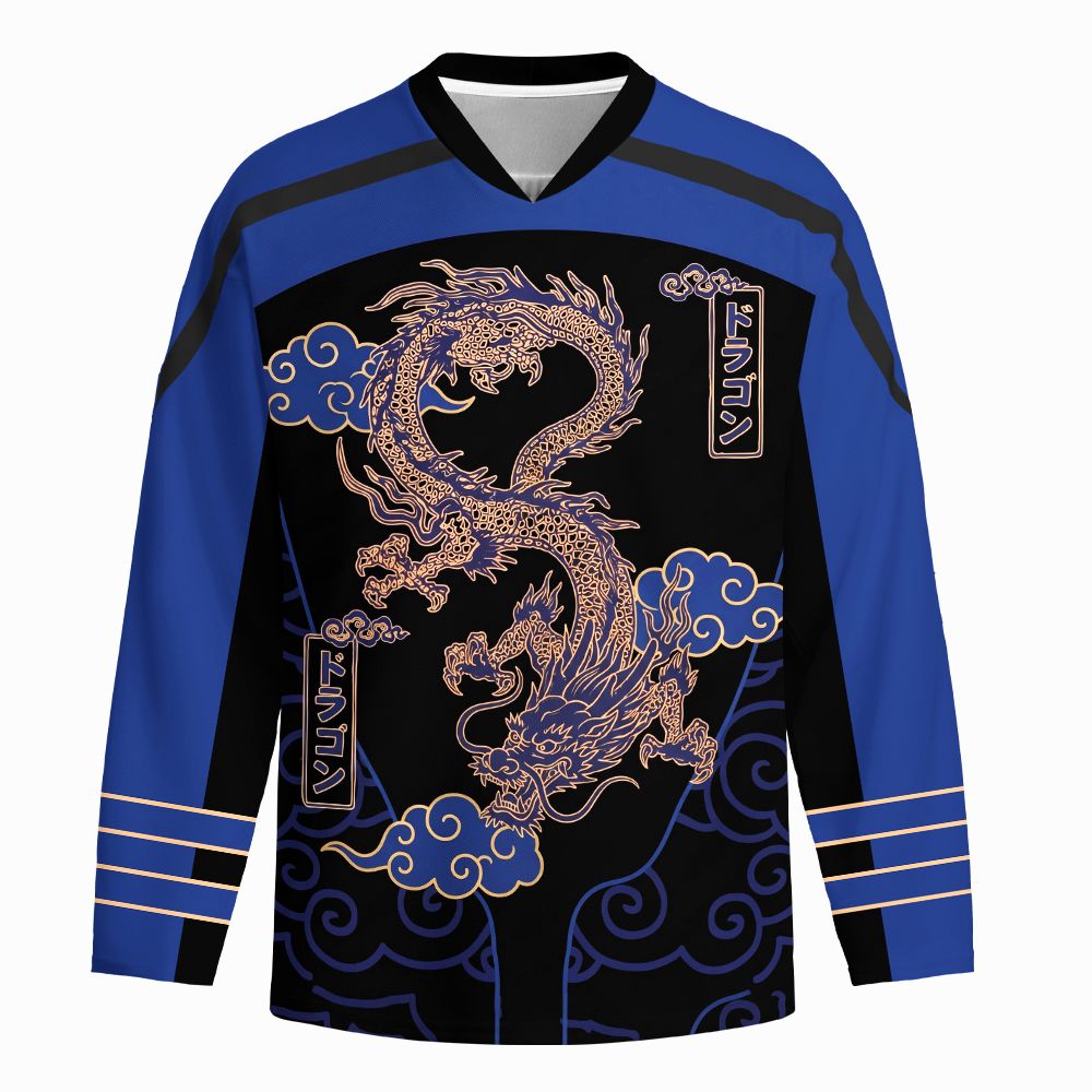 Kyoto-Lion Oriental Cloud Dragon Long-Sleeve Hockey Jersey