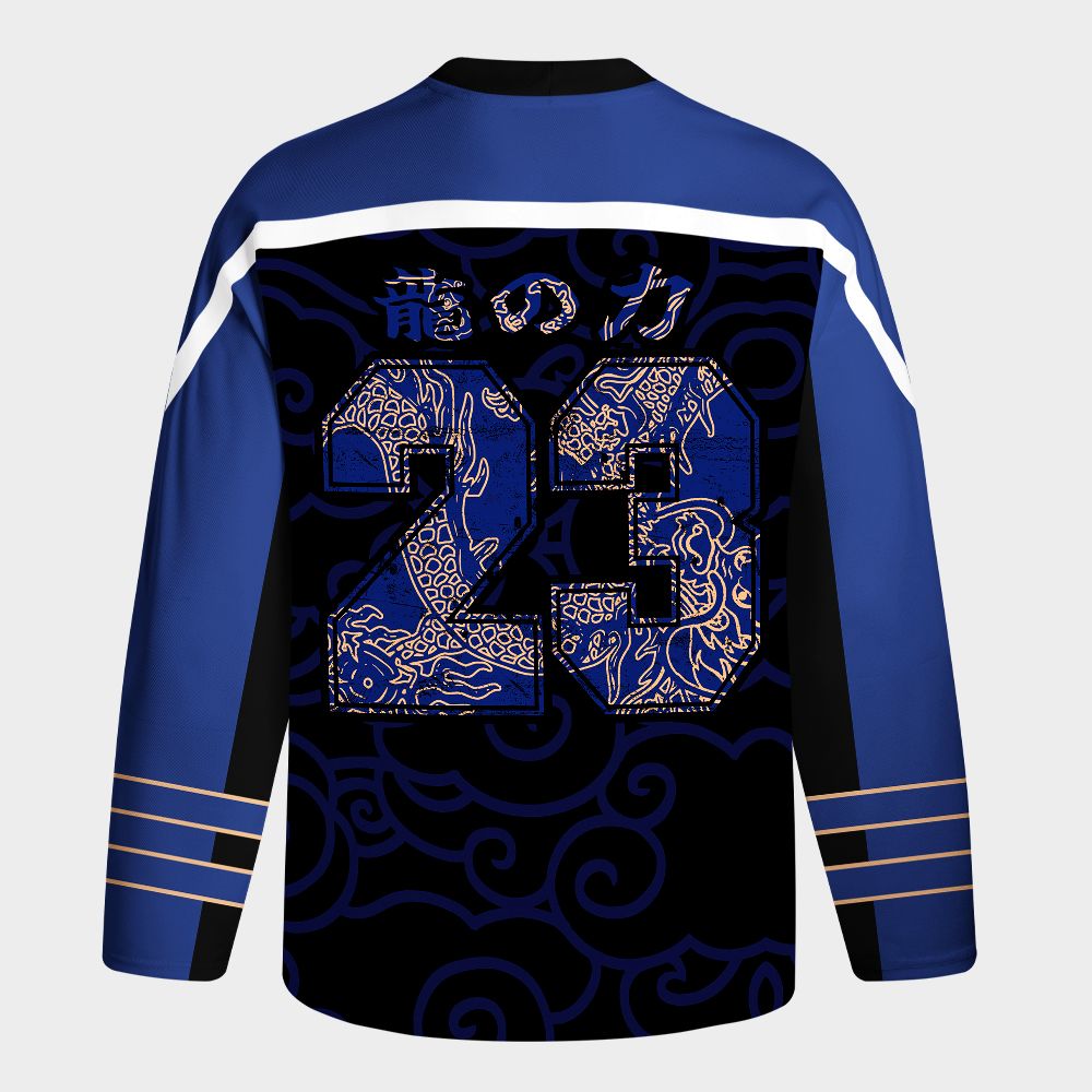Kyoto-Lion Oriental Cloud Dragon Long-Sleeve Hockey Jersey
