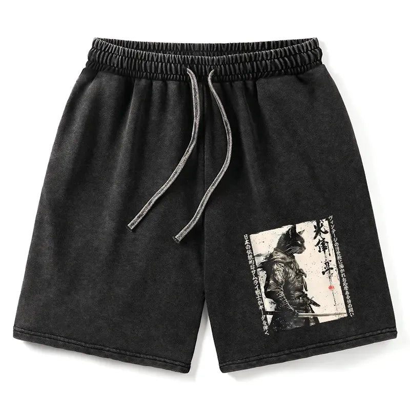 Soft Cotton Samurai Cat Shorts on Sale