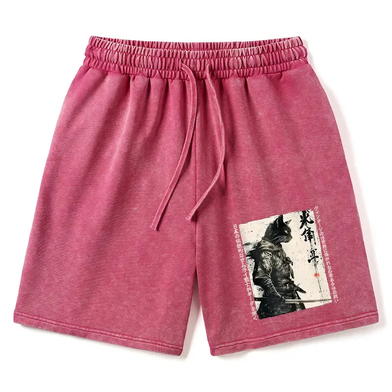 Soft Cotton Samurai Cat Shorts on Sale