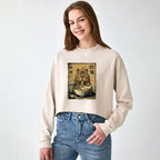 Cute Capybara Eating Ramen Crop Sweatshirt for Women