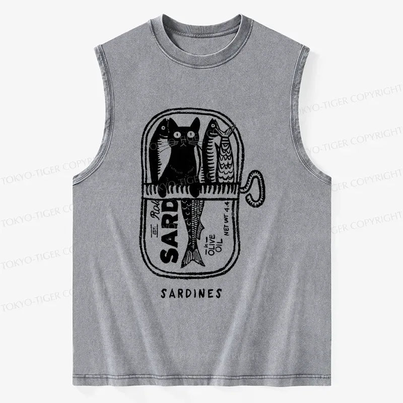 Washed Unisex Cat Tank for Daily Wear