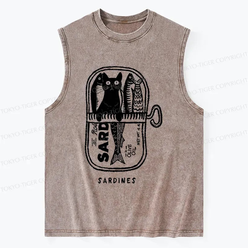 Washed Unisex Cat Tank for Daily Wear