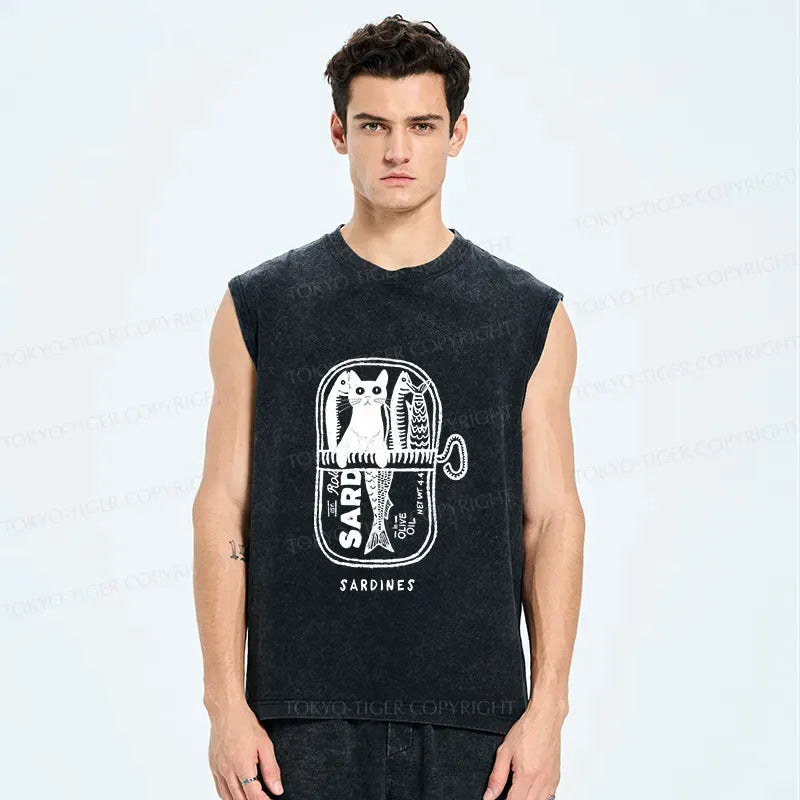 Washed Unisex Cat Tank for Daily Wear