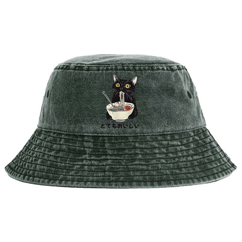 Vintage cat ramen noodle bucket hat
