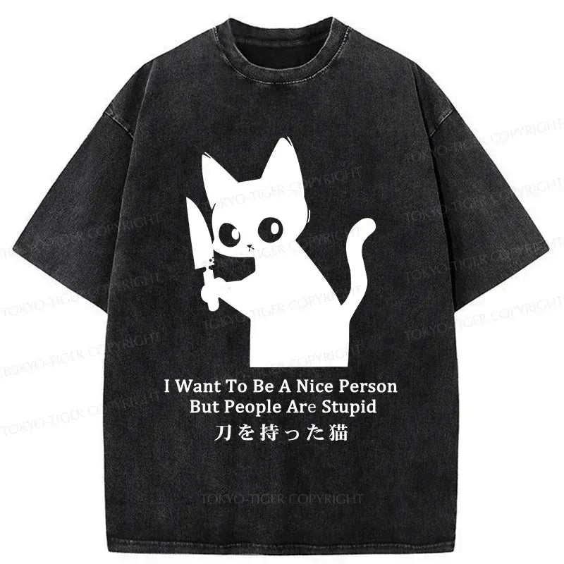 Ukiyo-e Cat With Knife T-Shirt Gift Idea