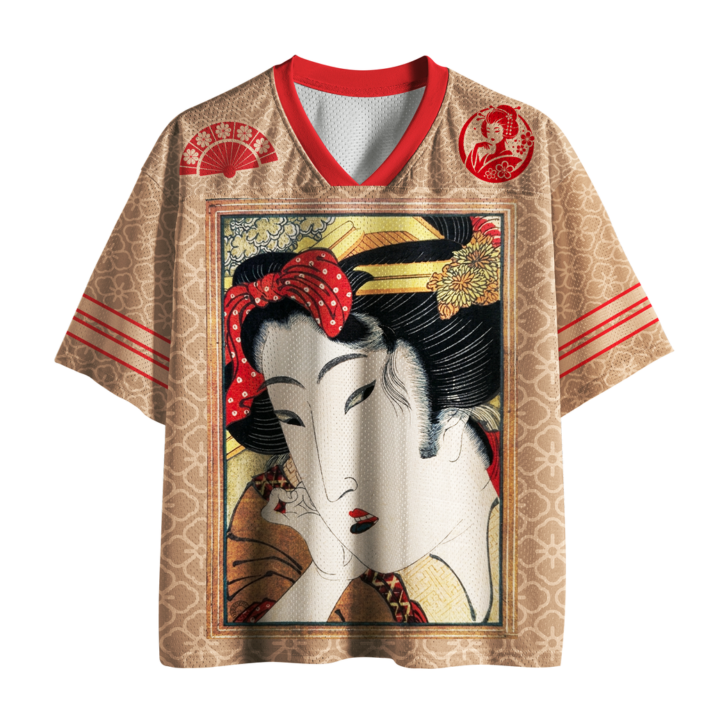 Geisha Ukiyoe Mesh Jersey for Summer