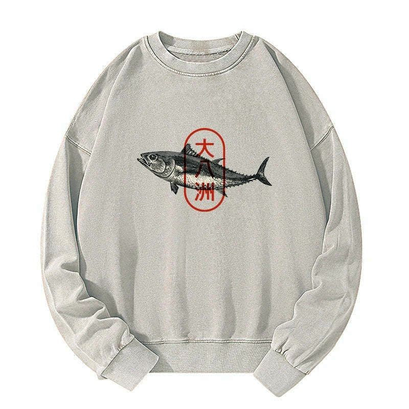 Kyoto-Lion Sushi Fish Washed Sweatshirt