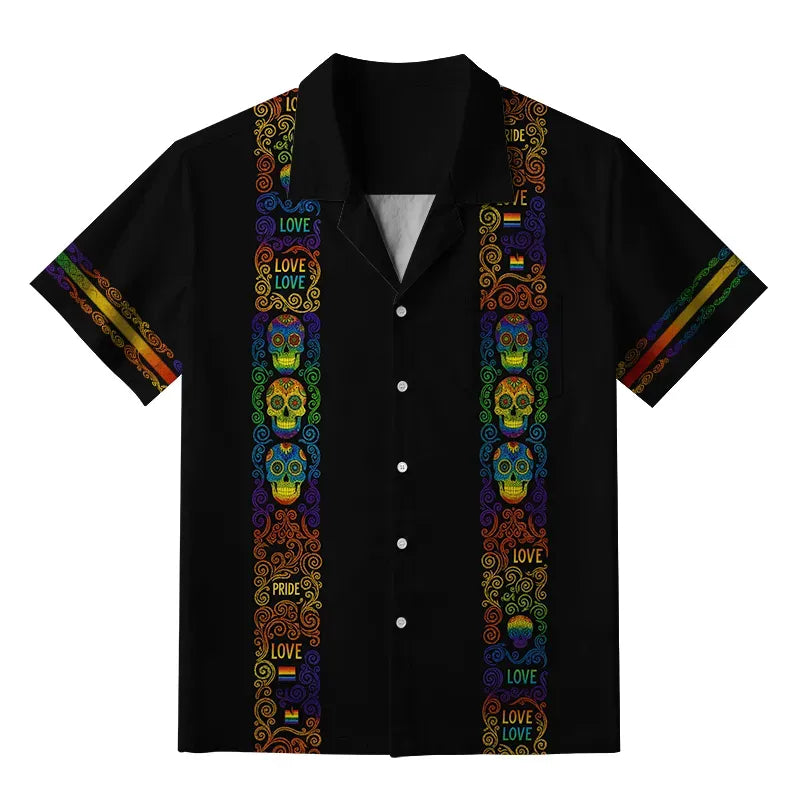 Kyoto-Lion Neon Skull Pride Never Dies Aloha Hawaiian Shirt