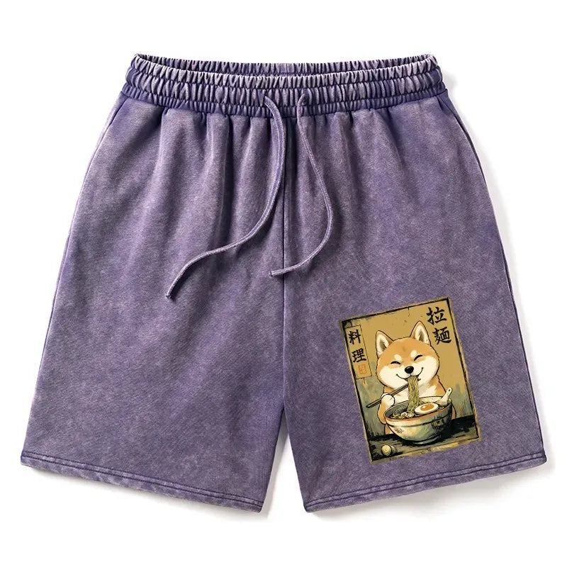 Japanese Shiba Ramen Washed Shorts