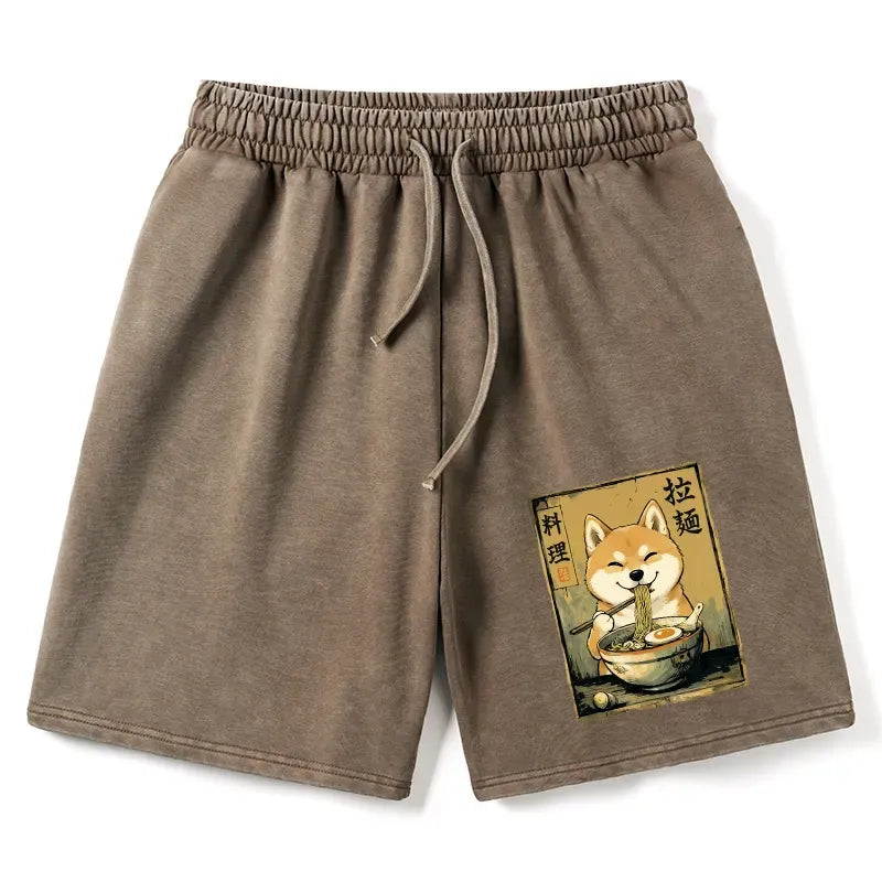 Japanese Shiba Ramen Washed Shorts