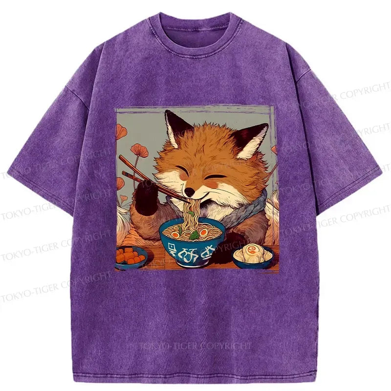 Comfortable Cotton Ramen Lover Fox T-Shirt