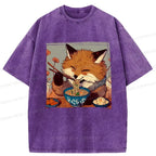 Comfortable Cotton Ramen Lover Fox T-Shirt
