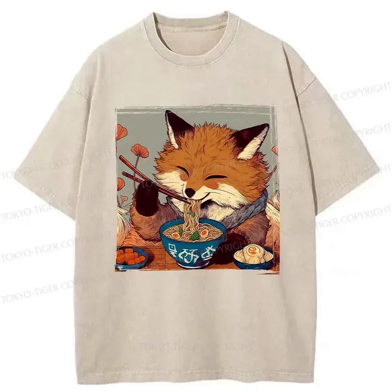 Kyoto-Lion Ramen Lover Fox Washed T-Shirt