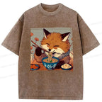 Comfortable Cotton Ramen Lover Fox T-Shirt