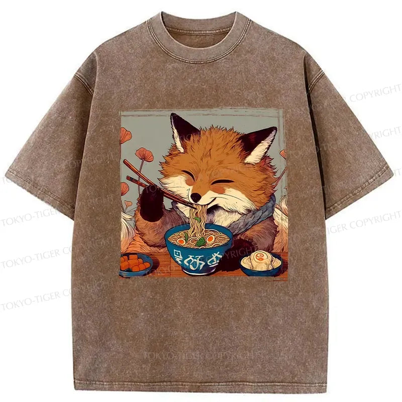 Comfortable Cotton Ramen Lover Fox T-Shirt