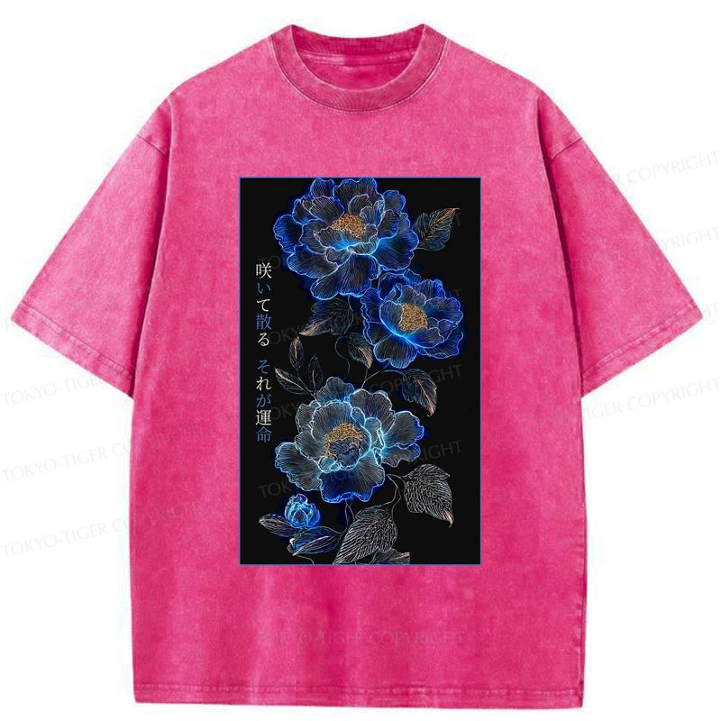 Kyoto-Lion Darkness Flowers Tee Free Shipping