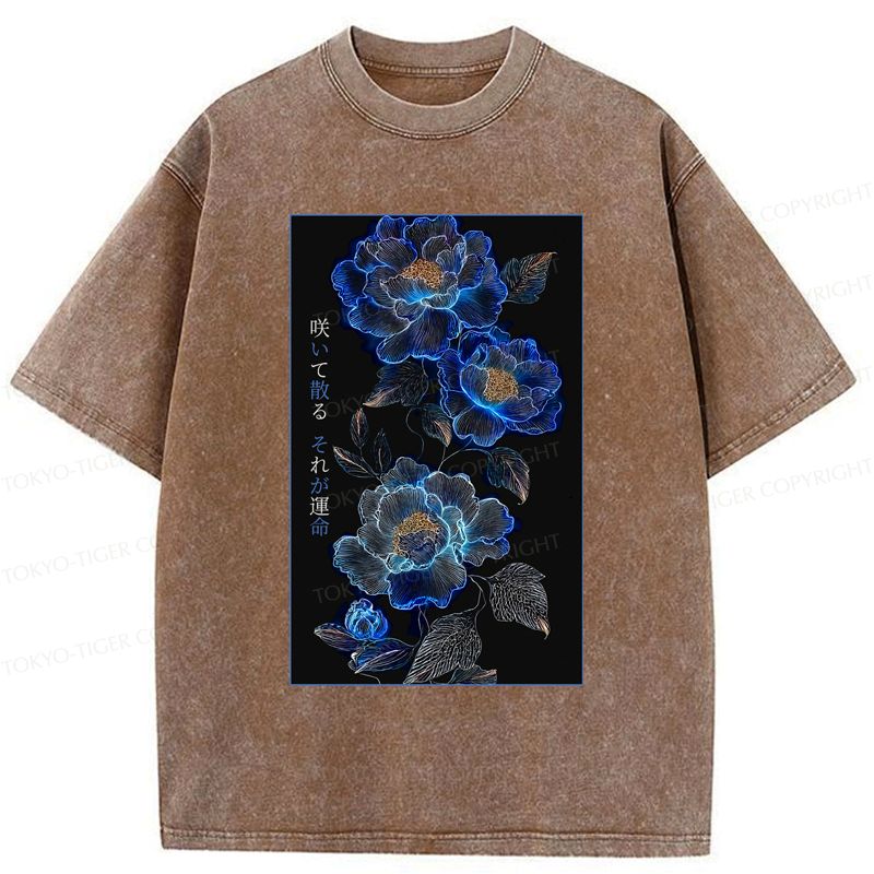Kyoto-Lion Darkness Flowers Tee Free Shipping
