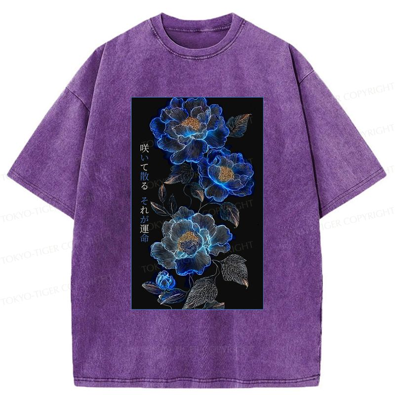 Kyoto-Lion Darkness Flowers Tee Free Shipping