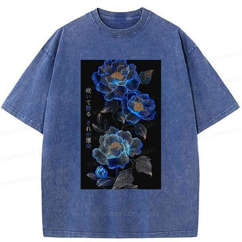 Kyoto-Lion Darkness Flowers Tee Free Shipping