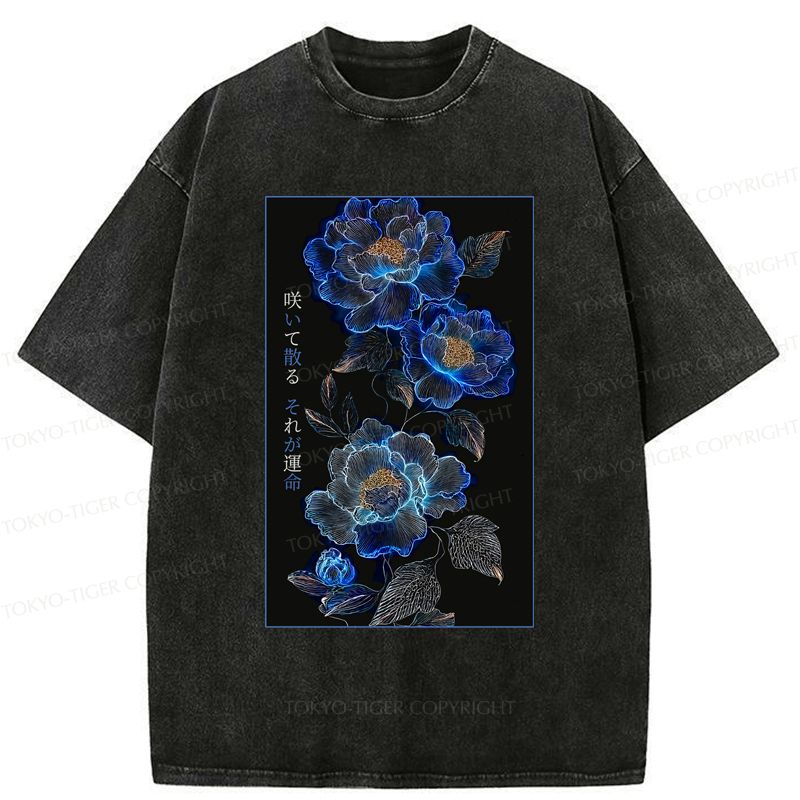 Kyoto-Lion Darkness Flowers Tee Free Shipping