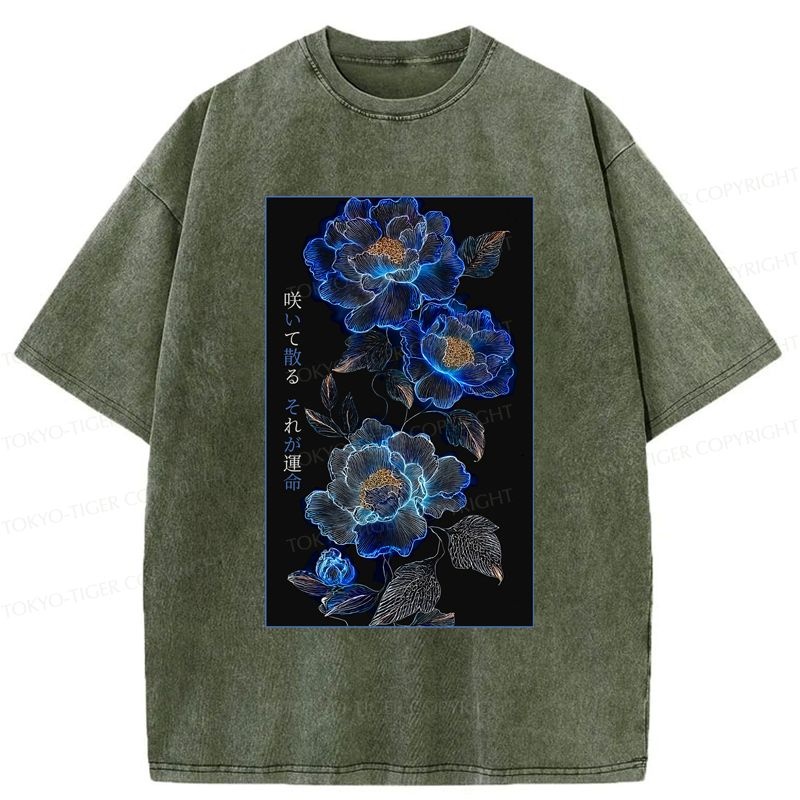 Kyoto-Lion Darkness Flowers Tee Free Shipping