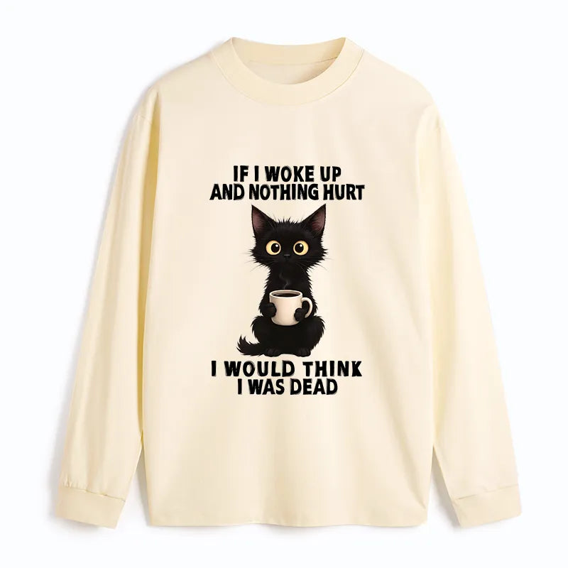 Kyoto-Lion Funny Cute Black Cat And Coffee Meme Classic Long Sleeve T-Shirt