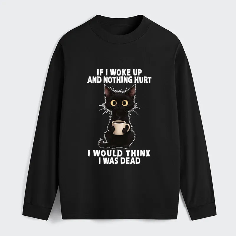Kyoto-Lion Funny Cute Black Cat And Coffee Meme Classic Long Sleeve T-Shirt