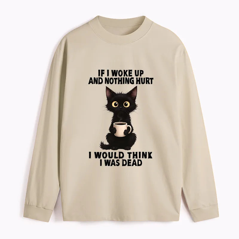 Kyoto-Lion Funny Cute Black Cat And Coffee Meme Classic Long Sleeve T-Shirt