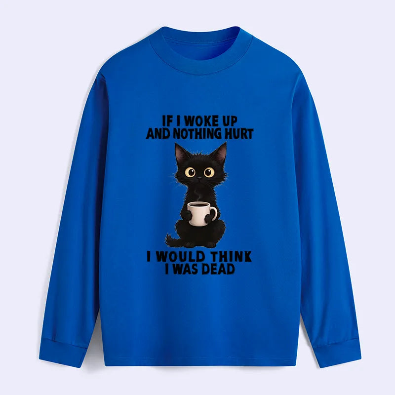 Kyoto-Lion Funny Cute Black Cat And Coffee Meme Classic Long Sleeve T-Shirt