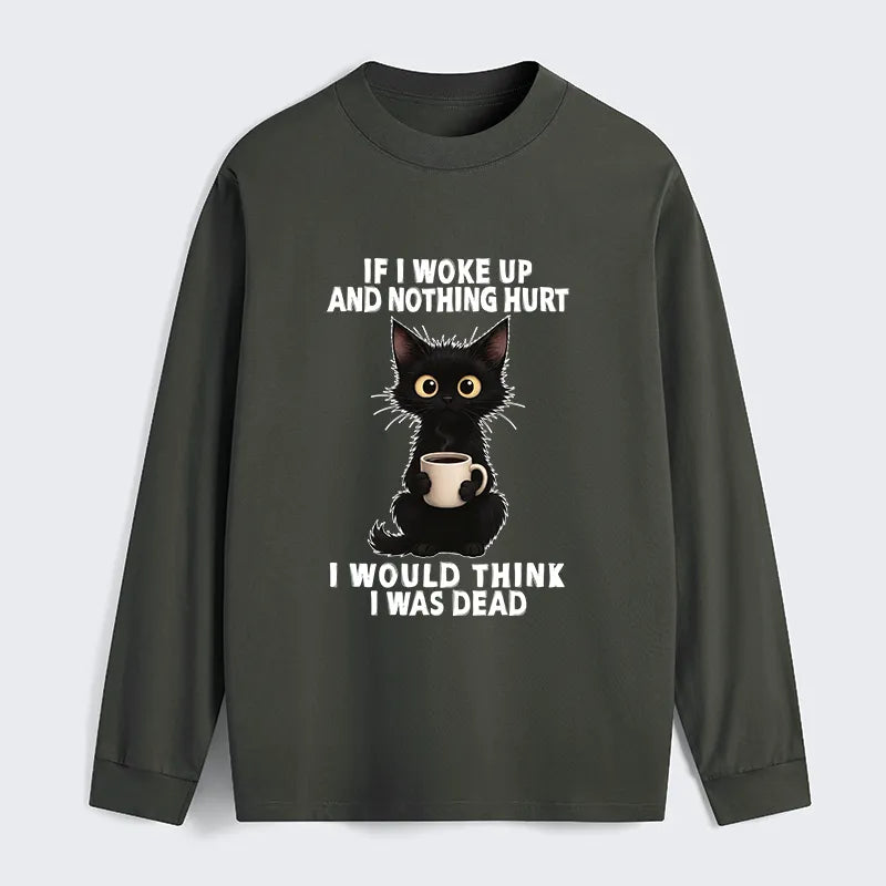 Kyoto-Lion Funny Cute Black Cat And Coffee Meme Classic Long Sleeve T-Shirt