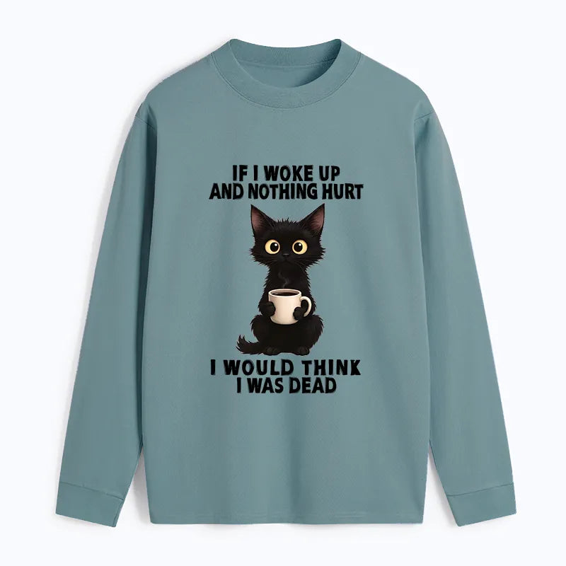 Kyoto-Lion Funny Cute Black Cat And Coffee Meme Classic Long Sleeve T-Shirt