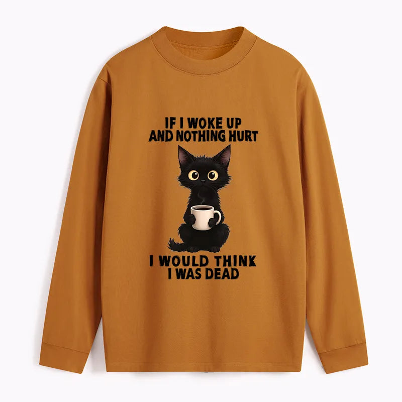 Kyoto-Lion Funny Cute Black Cat And Coffee Meme Classic Long Sleeve T-Shirt