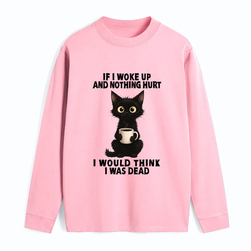 Kyoto-Lion Funny Cute Black Cat And Coffee Meme Classic Long Sleeve T-Shirt