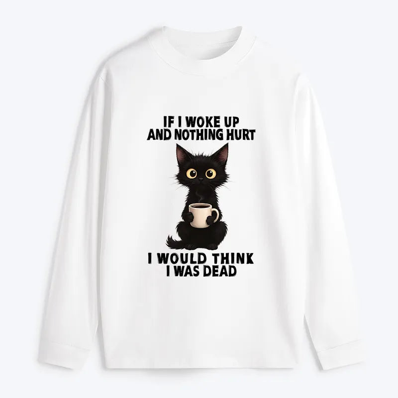 Kyoto-Lion Funny Cute Black Cat And Coffee Meme Classic Long Sleeve T-Shirt