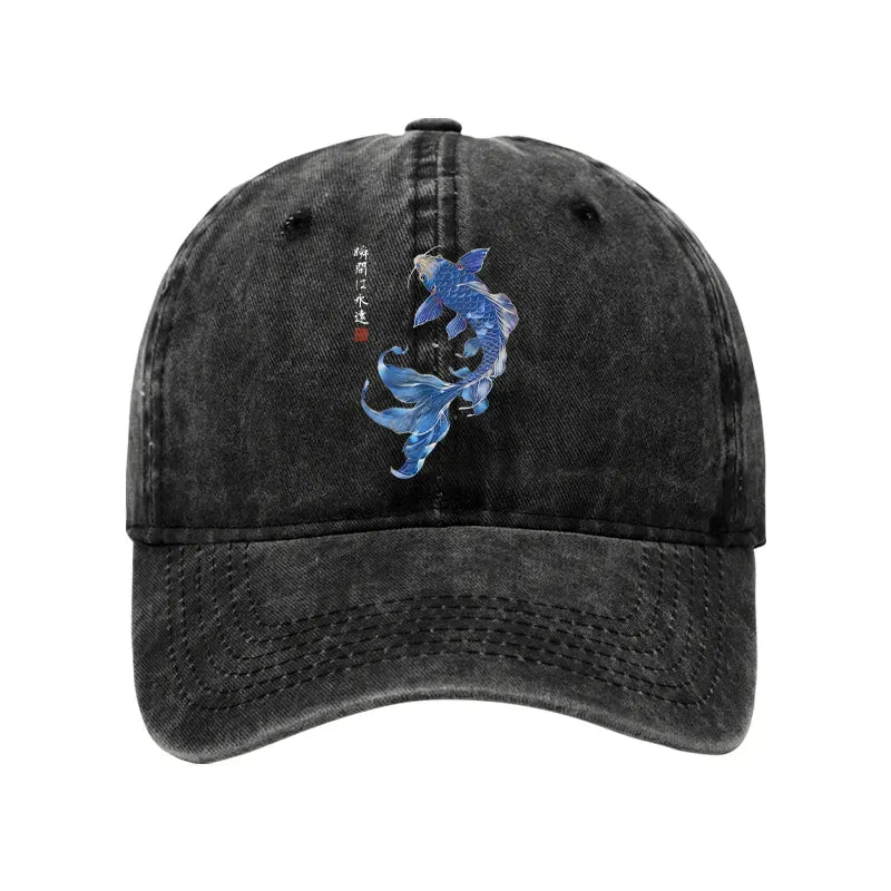 japanese koi fish washed cap