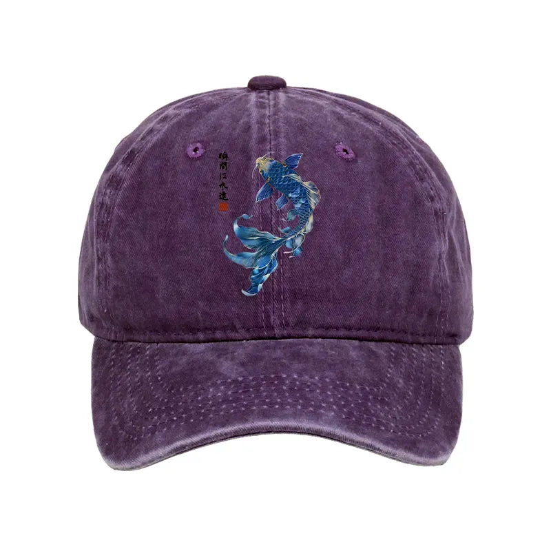lucky blue koi art cap for men
