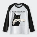 Kyoto-Lion Black Cat Biting Raglan Long Sleeve T-shirt