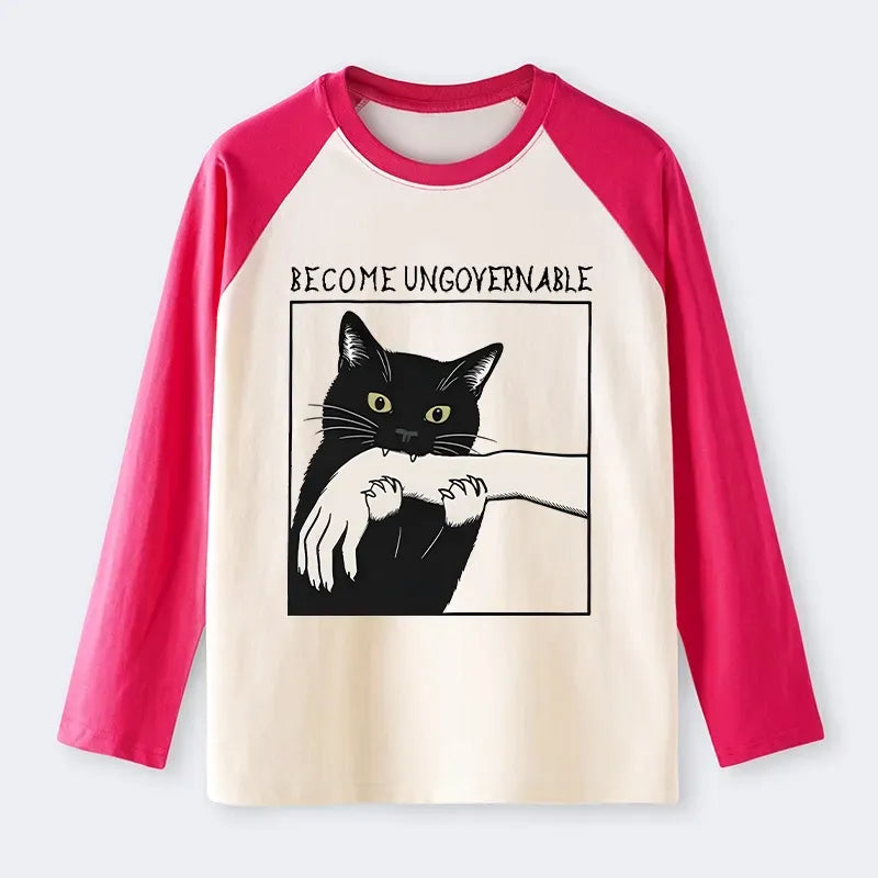Black Cat Raglan Long Sleeve Tee On Sale