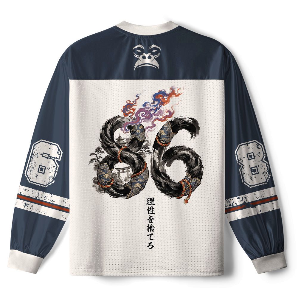 Kyoto-Lion Japanese Demon Gorilla Ukiyo-e Art Paneled Long Sleeve Jersey