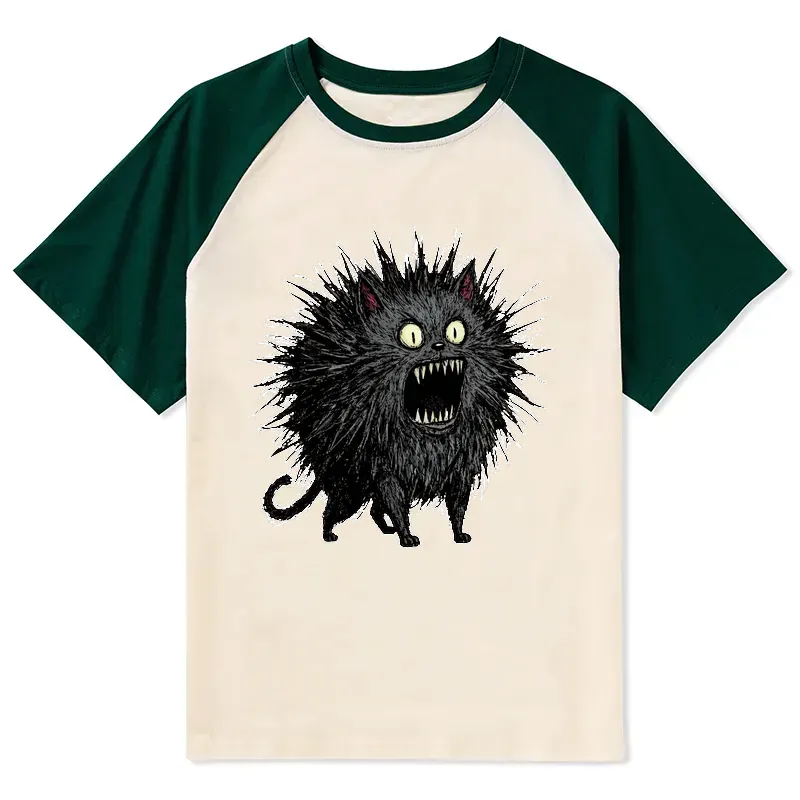 Kyoto-Lion Feral Cat Having A Total Meltdown Raglan T-shirt