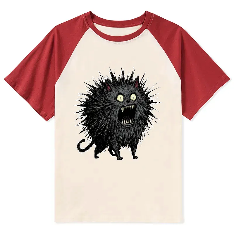 Kyoto-Lion Feral Cat Having A Total Meltdown Raglan T-shirt