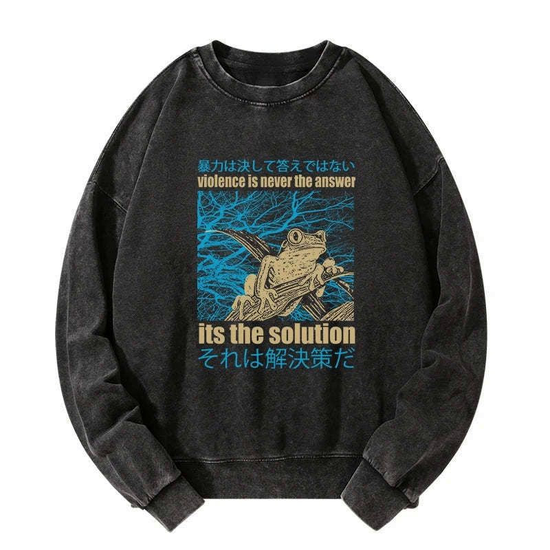 Kyoto-Lion Violence Is Never The Answer Its The Solution Washed Sweatshirt