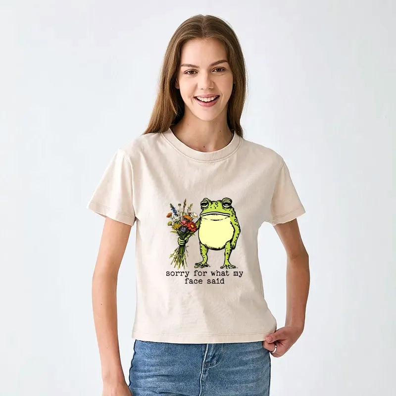 Women's Sarcastic Frog T-shirt for Daily Wear